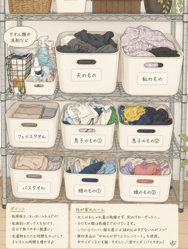 無印良品のやわらかポリエチレンケースを使った収納
